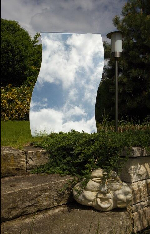 Zrcadlo 4 mm 60 x 110 cm  vlnka vlna fazeta 10 mm závěsy WING